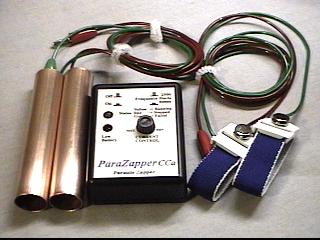ParaZapper�CCa parasite zapper with standard copper paddles and wrist straps. Electrocute parasites with the improved Hulda Clark zapper.