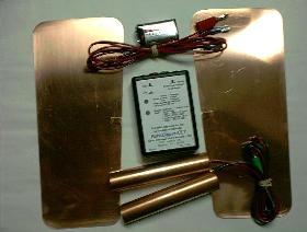 ParaZapper CC1 parasite zapper with copper paddles and copper pads.