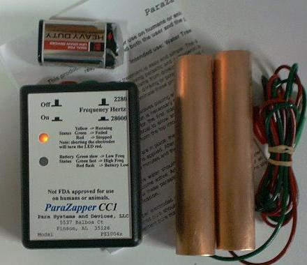 ParaZapper CC1 parasite zapper with copper paddles.