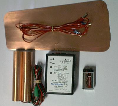 ParaZapper UZI parasite zapper with copper paddles and copper pads.